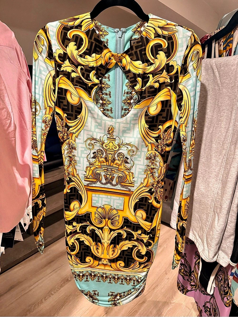 FENDACE Baroque Print Mini Dress Like New